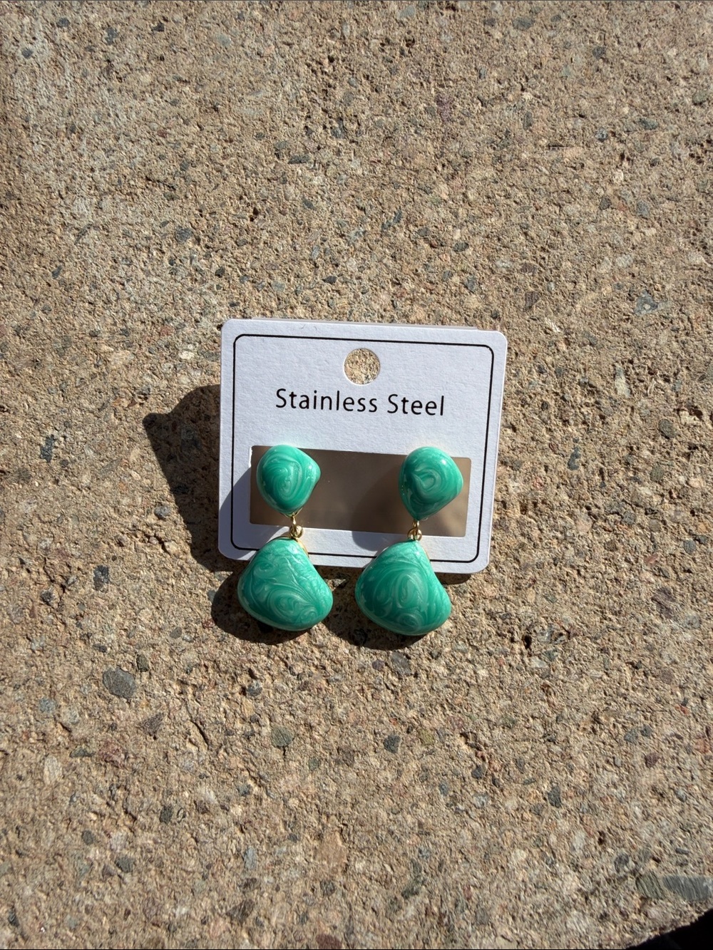 Mint Green Marble Drop Earrings